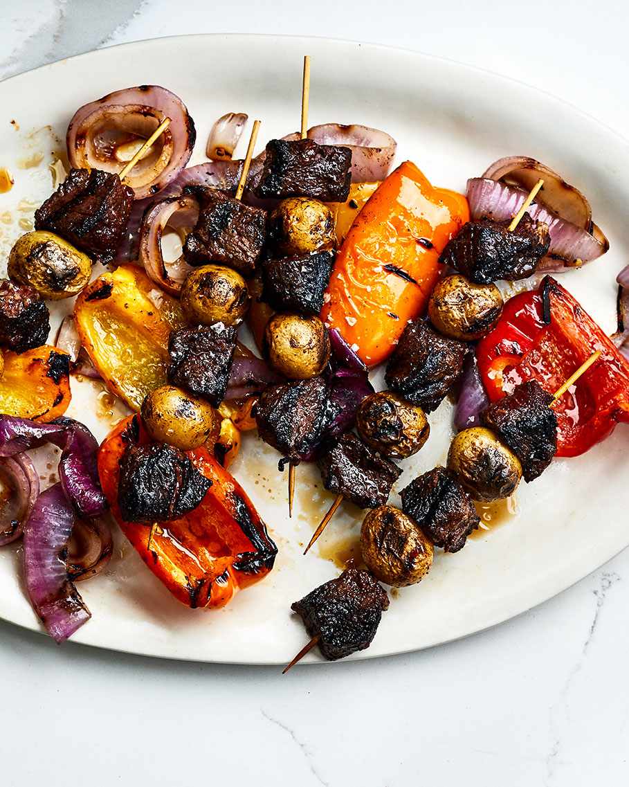 Steak-and-Potato Skewers With Orange Salsa Recipe